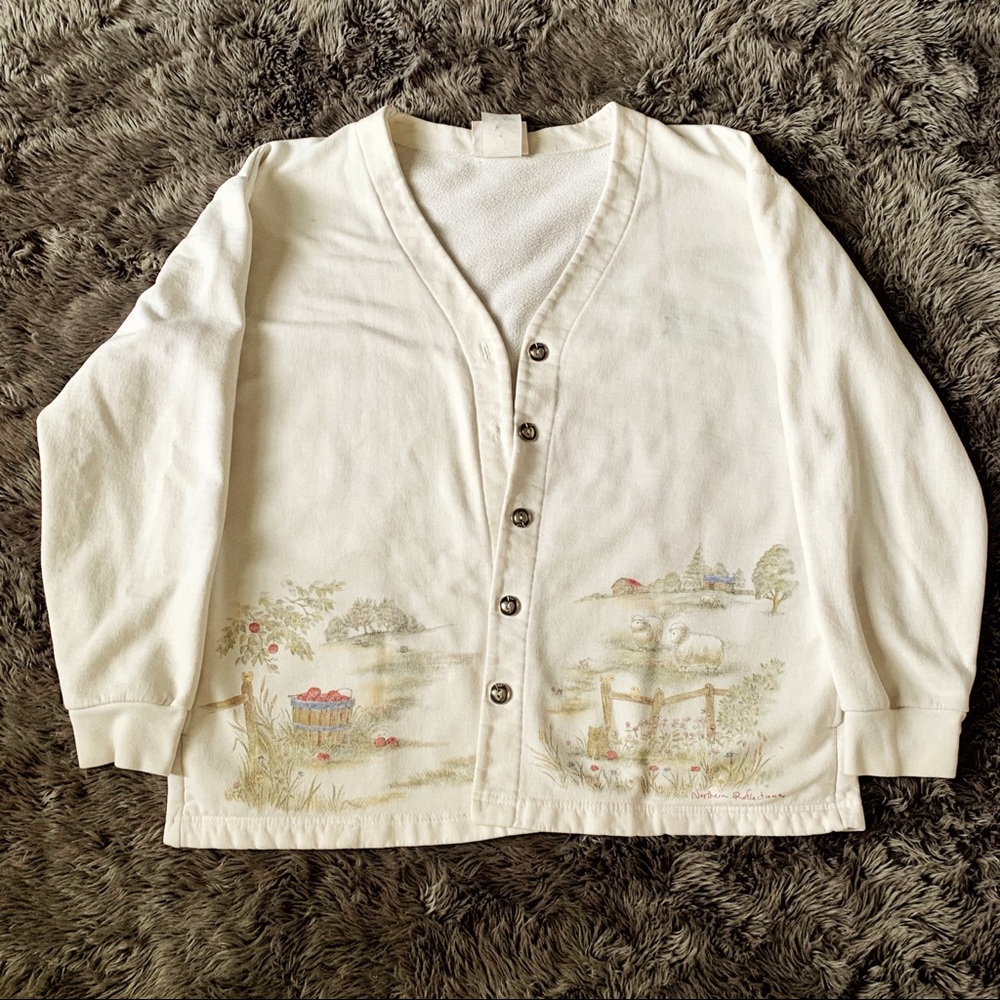 Vintage Northern Reflections Farm Print Cardigan